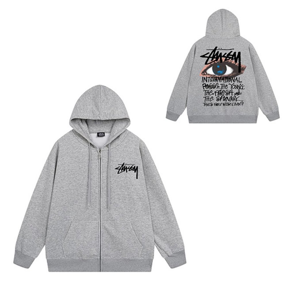 Stussy Zipper Ocular Hood Hoodie In Dark Gray